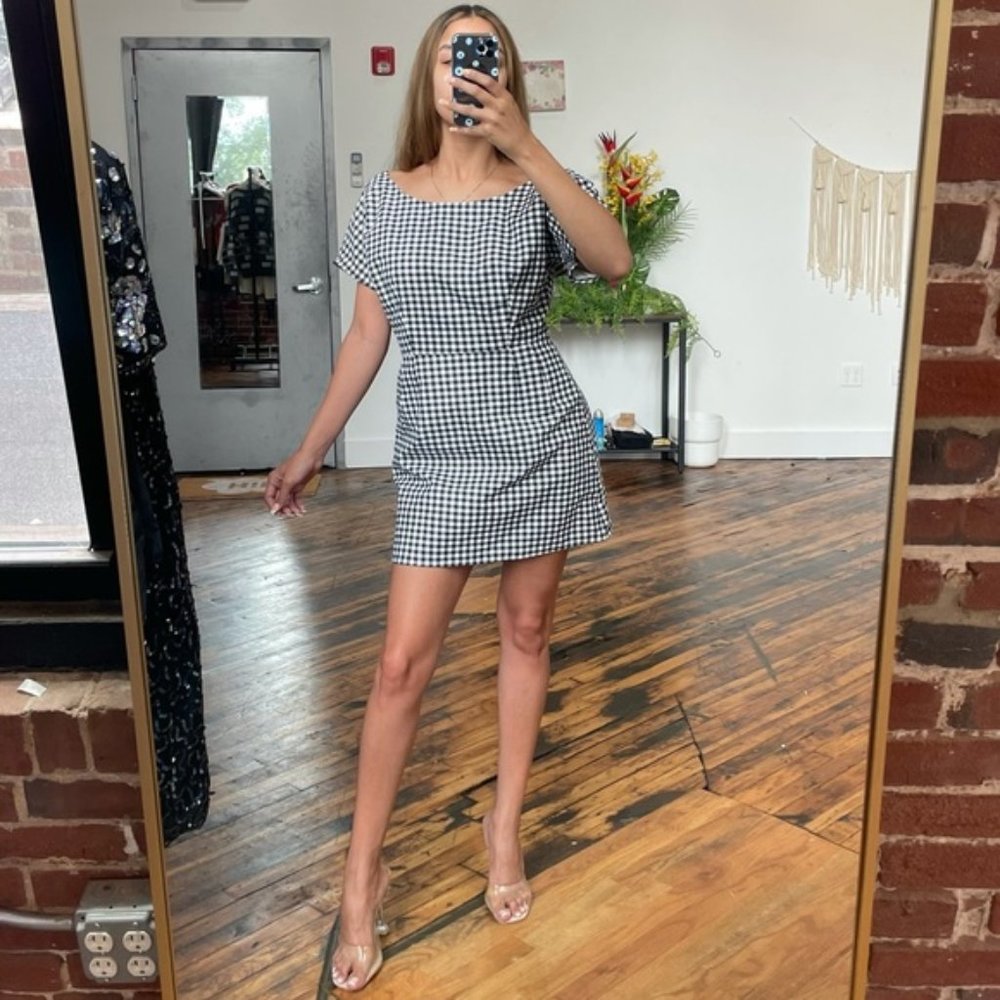 VTG gingham printed mini dress S